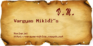 Vargyas Miklós névjegykártya